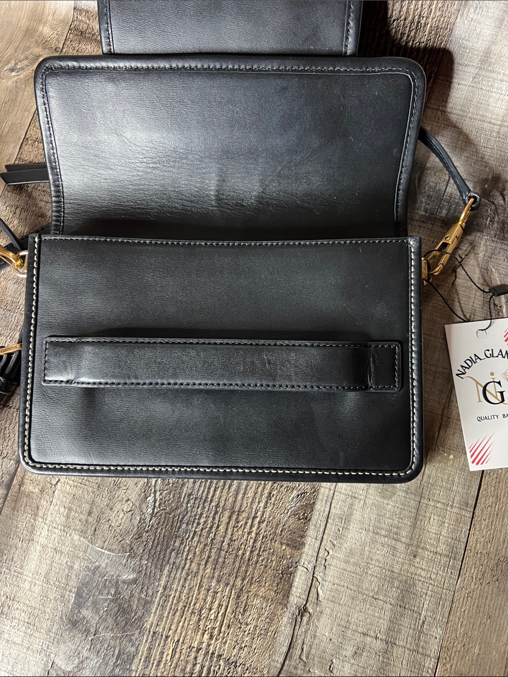 Marc Jacobs Black Leather Crossbody with Front Pocket & Gold Hardware - Picture 12 of 15
